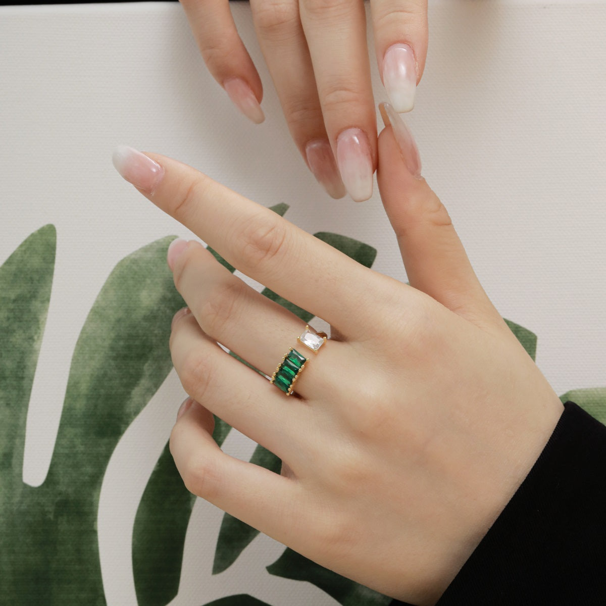 Anillo Ajustable Arya Gold Green